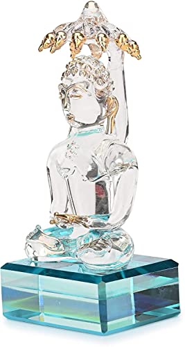 Statue de Bouddha antistress en verre transparent, déco zen petit espace