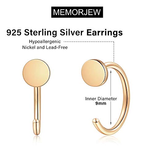 Memorjew 925 Sterling Silver Earrings for Women, Tiny Cubic Zirconia Bar Ball Star Moon Open Huggie Hoop Earrings Minimalist Hypoallergenic Earrings for Women2