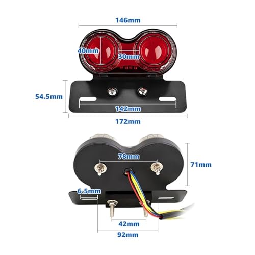 Feu arrière clignotant LED moto 12V avec support de plaque et feu de freinage - 3