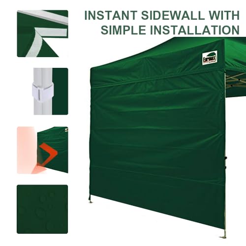 Image of Eurmax USA 10x6.25 Pop Up Canopy SunWall-UV Protection for Tent,Blocks Sunlight&Wind,Water Resistant Side Wall Only,Easy Hook & Loop Installation,Fit for 10FT Straight Leg Shelters&Gazebo,Forest Green