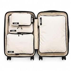 Compression Packing Cubes Set – 4 Pack | Fit 40% More in Your Luggage | Premium Travel Organiser with Dual-Zipper Compression (Beige, 4-Pack)