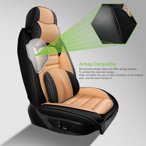 Image of Luxury Seat Covers for Subaru Outback 2006-2024,2PCS Nappa Leather Car Seat Covers,Waterproof Seat Protectors Auto Seat Covers,Breathable Nonslip Interior Cover Seats for Cars(Black and Orange)