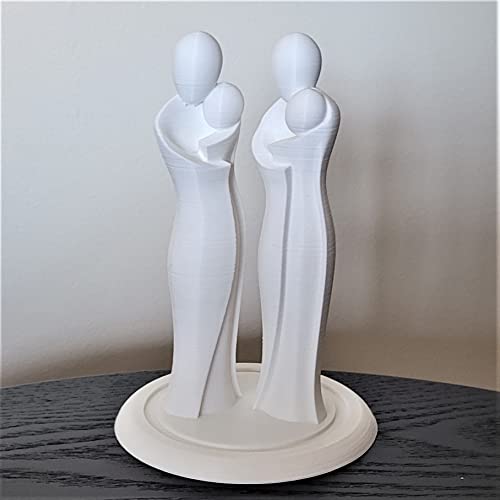 Estatua Familiar Dos Madres con Dos Niños Escultura Elegante