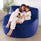 WhatsBedding 5FT Bean Bag Chair for Adults,Kids & Teenagers Bean Bags Giant with Memory Foam Filled,Beanbag Chairs Large Sofa with Dutch Velvet Cover(Blue,Large,Back Support)