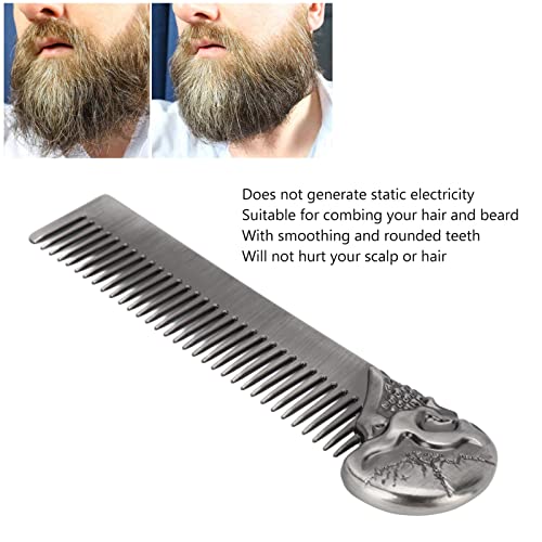 Hair Comb,Oil Hair Styling Spring Comb Pocket Beard Comb Zinc Alloy Skull Pattern Hair Brush For Men, Use For Head Hair Or Beard Portable Hair Styling Tool For Home Salon(Silver) #TOP4