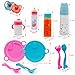 Baby Doll Accessories Magic Bottle Set Magic Disappearing Milk Juice Bottles Sippy Cups with Pacifiers Bowl Spoons, Doll Bottle Toys Feeding Pretend Playset for Kids Girls Ages 3+ (Big Set(12pcs))