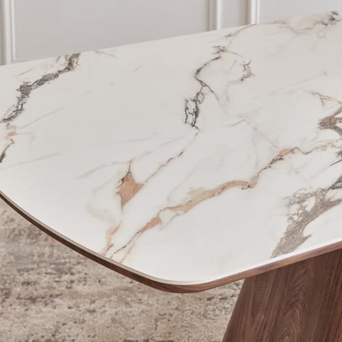 Image of Home Centre | Hadley Ceramic Top 6-Seater Dining Table | Dining Set for Home | White | 1 Year Warranty