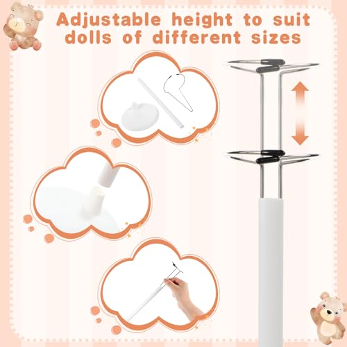 Image of Yaocom 12 Pcs Adjustable Doll Stand Display Holder for 14 to 18 Inches Action Figure Stands with Expandable Waist Wire Bracket Support Dolls Display Rack for Home Shop Birthday Party(White)