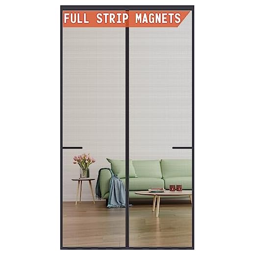 Magnetic Screen Door Upgraded-Model Full Strip Magnets,Fiberglass Heavy Duty Mesh Screen Doors Magnets,Full Frame Seal Retractable Door Screen Magnetic Closure for Single Front Patio Sliding Door
