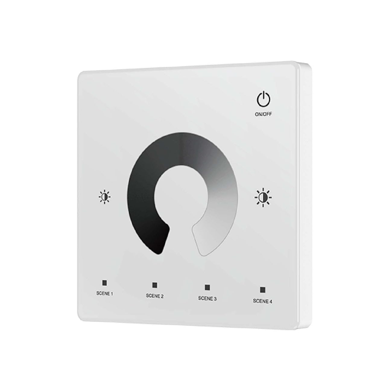 White 1 Zone 2.4GHz RF Wireless Wall Mounted Touch Glass Panel Dimming Remote Control for Single Colour LED Strip Lights (CR2032 Battery) โ image 1