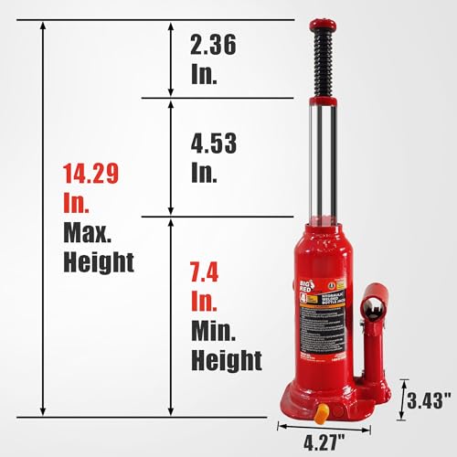 Image of Torin T90413 Big Red Hydraulic Bottle Jack with Carrying Case, 4 Ton (8,000 lb) Capacity