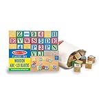 Melissa & Doug Deluxe Wooden ABC/123 1-Inch Blocks Set with Storage Pouch (50 pcs)