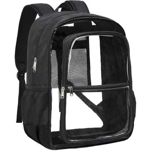 Vorspack Clear Backpack for Girls Boys, Heavy Duty School Bookbag, Black