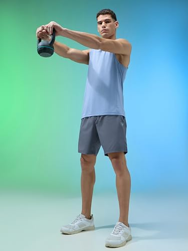 Image of TECHNOSPORT Men's Solid Woven Slim Fit Shorts for Running, Sports & Gym Workout with 2 Way Stretch
