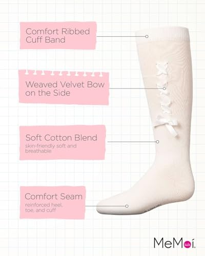 MeMoi Girls' Weaved Velvet Bow Knee High Socks3