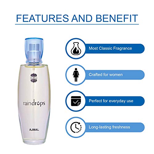 Ajmal Raindrops EDP Floral Chypre Perfume 50ml for Women and Aurum Concentrated Perfume Oil Fruity Floral Alcohol-free Attar 10ml for Women - Image 5