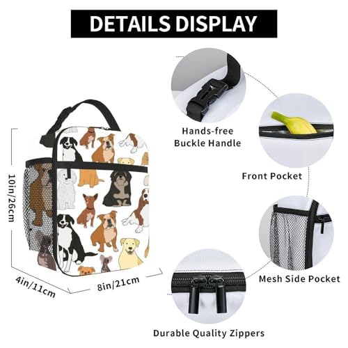 verschiedene Arten von kleinen, mittelgroßen und großen Mischlingshunden, isolierte Lunchtasche für Männer und Frauen, große, tragbare, wasserdichte und wiederverwendbare Thermo-Lunchbox mit Taschen f
