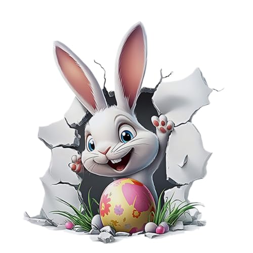 Pegatinas de pared de Pascua - Decoraciones autoadhesivas de conejo | Pegatinas para ventana de primavera | Decoración de fiesta alegre y colorida | Ideal para puertas, baños, cocinas, restaurantes