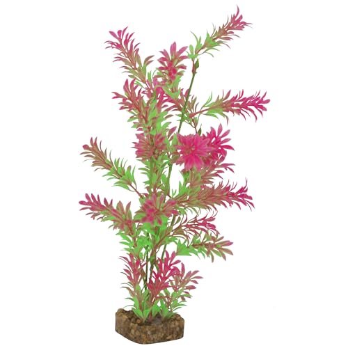 GloFish Plant Aquarium Décor, Green and Pink Large, Fluorescent Under Blue LED Light