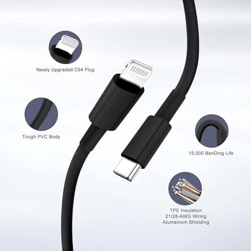 Image of iPhone Fast Charger,Type C Wall Charger Block Plug and 10ft USB C to Lightning Charging Cable Cord Long,Power Adapter Cube Brick Box for Apple iPhone 14 Pro Max /14 Plus /14 /13 /12 Mini /11 /XS Max /XR /iPad