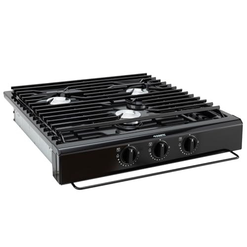 Replacement for Atwood 50300 RV Three Burner Cooktop | RV Cooktop Stove | 9,000 BTU front burner 6,500 BTU rear burners | Gas Burners