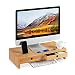 Produktbild Relaxdays Monitorständer, aus Bambus, Bildschirmerhöhung mit 2 Schubladen & Ablagen, Schreibtisch, HBT 12x56x27cm, Natur