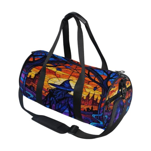 Bolsa de deporte redonda unisex con bolsillo organizador interno y arte místico