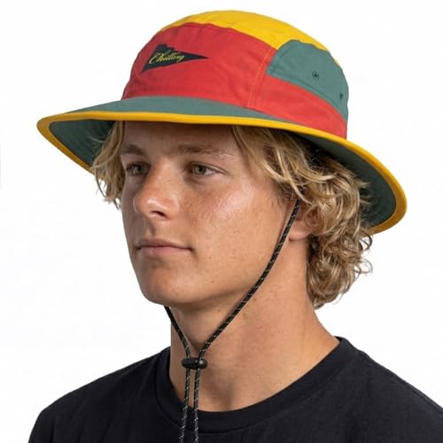 Image of Color-Blocked Fisherman Style Sun Hat for Outdoor Camping, Surfing & Vacations - Wide Brim, UV Protective, Anti-Slip