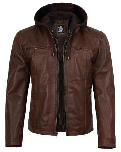 Image of Decrum Hooded Leather Jacket Men