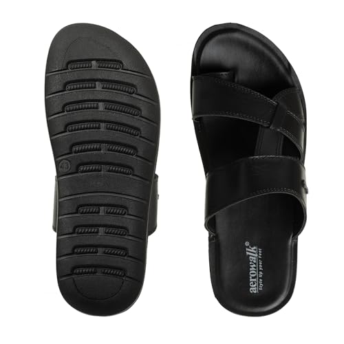 AEROWALK Stylish T-Shape Fashion Sandal/Slipper for Men | Comfortable | Lightweight | Anti Skid | Casual Office Footwear (9618_BROWN_41)