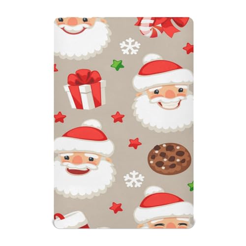 Moudou Christmas Santa Claus Playard Sheet for Boy Girls, Soft Breathable Fitted Toddler Sheet for Standard Playard Bed Mattress, 39 x 27 x 5 Inch