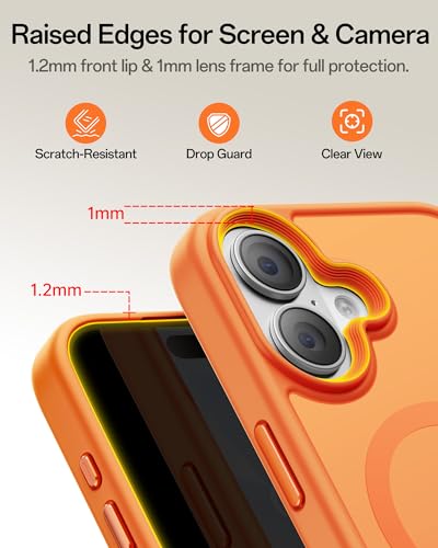Image of UNBREAKcable Magnetic for iPhone 17 Case 6.3-Inch, Compatible with MagSafe, Full Camera Protection, Built-in Magnetic Ring, Drop Protection Shockproof Slim Phone Cover - Orange