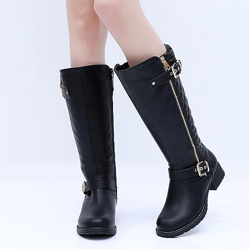 GLOBALWIN Women's Knee-High Boots Fall Winter Fashion Tall Black Riding Boots Size 8M - image 2