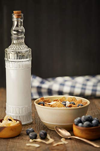 Large Clear Decorative Glass Bottle with Spout and Cork, 32oz, 1 Bottle - Design: JUS (3in X 11.9in)