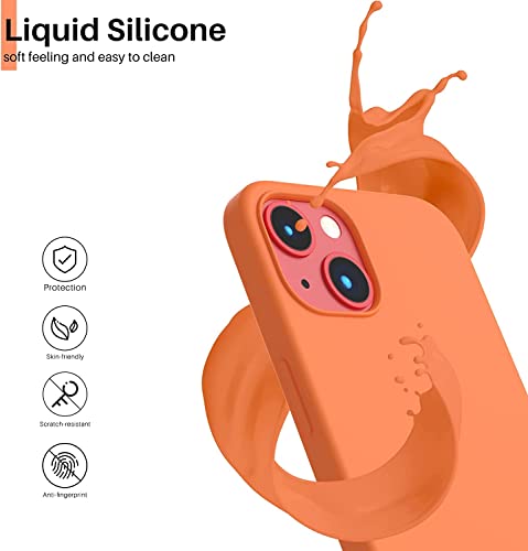 Image of MIDOS Back Cover Compatable with iPhone 13 Liquid Silicone Case Full Protection Shock Proof Back Cover for iPhone 13 (Orange)