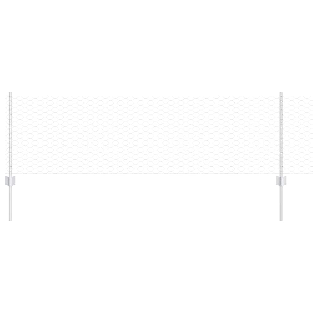Steel Garden Fence Panel Set with Posts Silver 0.6x10M Outdoor Privacy Screen for Terrace Patio Yard Boundary Anti-Rust Easy Assembly 100x2.7x60cm UV Resistant