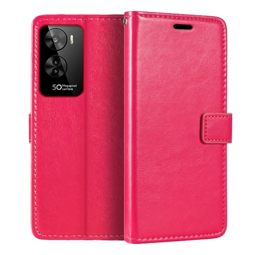 Custodia pelle Compatibile con BQ 6761L Unit Design Business Flip Magnetico 3 Slot Carte Porta Foto e Tasca NascostaRosso Rosa