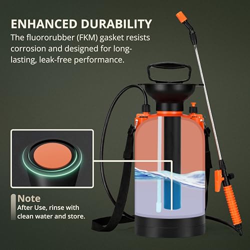 Image of Kraft Seeds 5L Pressure Sprayer for Plants - Heavy Duty Agriculture Spray Pump for Home Garden & Car Washing, Garden Sprayer with Shoulder Strap, Adjustable Nozzle, 1.25m Hose, Spray Bottle for Plants