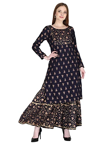 Image of Women's Rayon Straight Kurta Pant with Dupatta Set (Black)