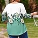 Cute Tops for Women Summer 2026 Fashion Vintage Crewneck 3/4 Length Sleeve Plus Size Tops Dressy Oversize Floral Printed Loose Dress Shirts Holiday Cotton Holiday Blouse Plus Size Green XXXXXL