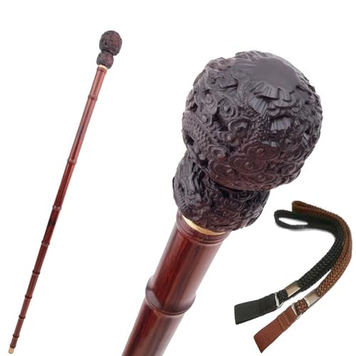 Bastón de Madera Tornado Grass, con Correa, Bastón Antideslizante Desmontable para Personas Mayores o con Movilidad Reducida, para Hombres y Mujeres 93 Cm