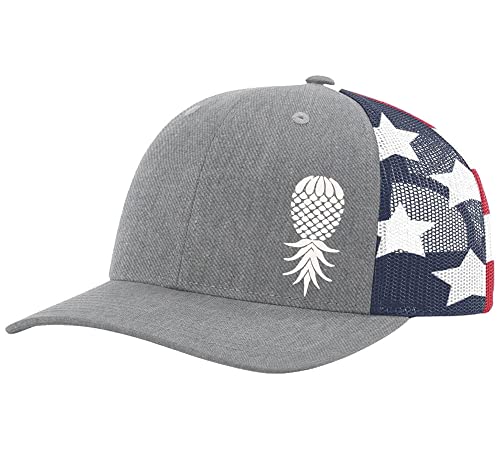 Image of Trenz Shirt Company Men's Upside Down Pineapple Embroidered Mesh Back Trucker Hat Baseball Cap