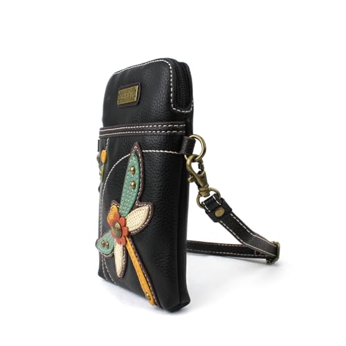 Image of CHALA Garden Animal Collection Cell Phone Crossbody Purse-Women PU Leather /Canvas Multicolor Handbag with Adjustable Strap