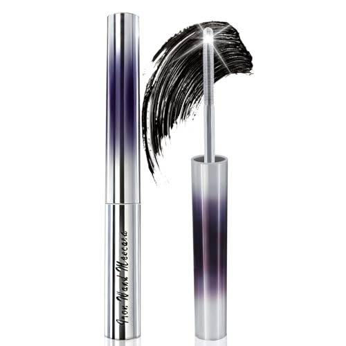 Iron Wand Mascara, Upgrade Black Washable Metal Mascara Wand, Added Fiber for 3D Curling Volume and Length, Waterproof Long Lasting, Smudge-Proof, No Flaking Makeup (1 PCS)