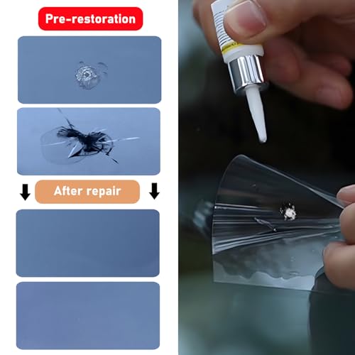 Image of Ohleats Windshield Repair Kit, Windshield Glass Crack Gone Repair Nano Fluid Resin Filler, Quick Repair Kit for Fixing Windscreen Chips Bulls-Eye Star-Shaped Crack, Car Accessories