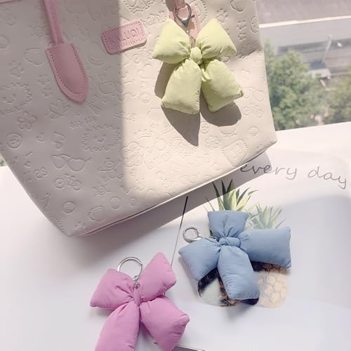 Image of Pink Bow Keychain Bag Charms Y2K Bowknot Plaid Keychains Coquette Aesthetic Purse Handbag Backpacks Charms (Green)