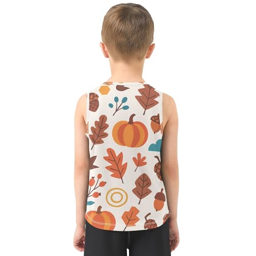 Autumn Floral Boys Tshirts Tank Tops Sleeveless Casual Vest Tees Toddler Tees for Running Workout Beach Swim 3T3