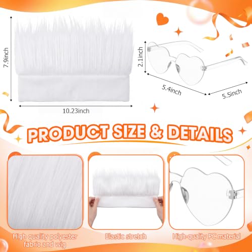 Image of White Spirit Wear Accessories, Wigs and Heart Glasses for Crazy Hair Day Team Color War Fun Halloween Costume Outfit