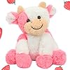 Hopearl adorable plush cow toy floppy dairy cattle soft stuffed animal cute birthday gifts for boys girls kids toddlers strawberry pink 9  urban country home decor