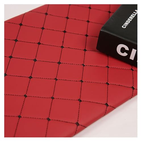 Vinyle similicuir pour tapisserie ameublement, tissu cuir matelassé artisanat noir rouge